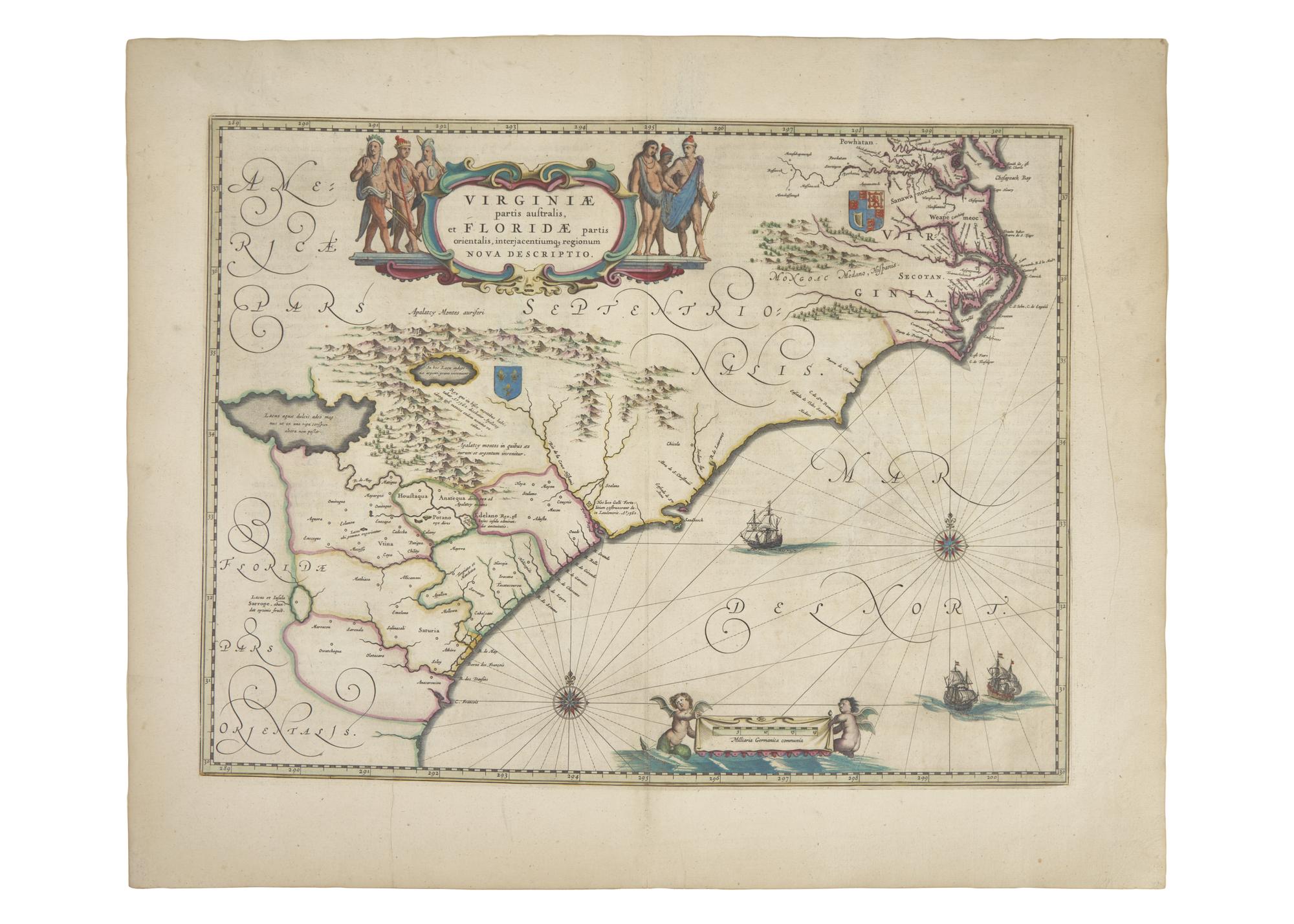 [Maps & Atlases] (Blaeu, Willem). Virginiae partis australis et Floridae partis orientalis, interjacentiumq regionum nova descriptio