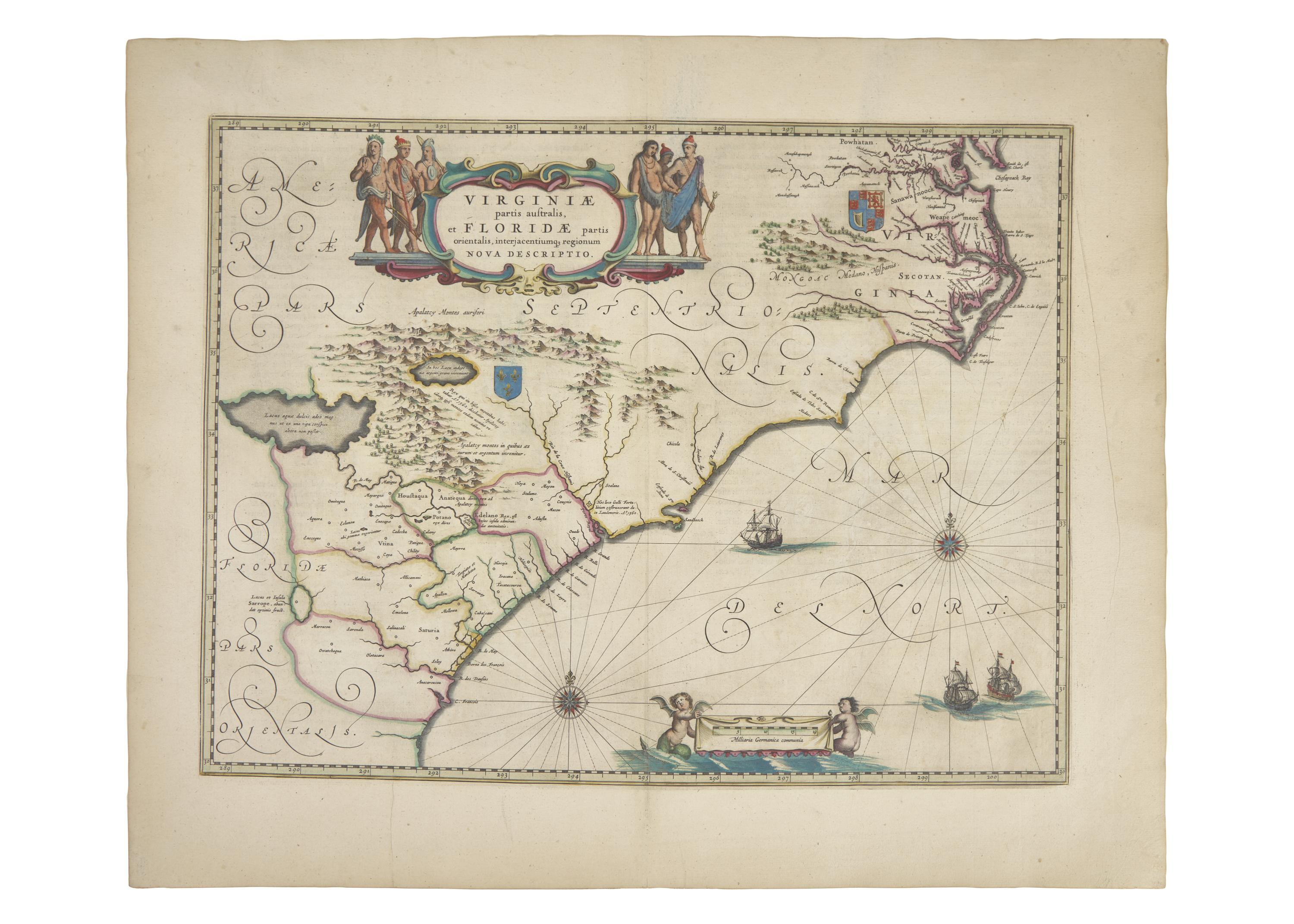 [Maps & Atlases] (Blaeu, Willem). Virginiae partis australis et Floridae partis orientalis, interjacentiumq regionum nova descriptio