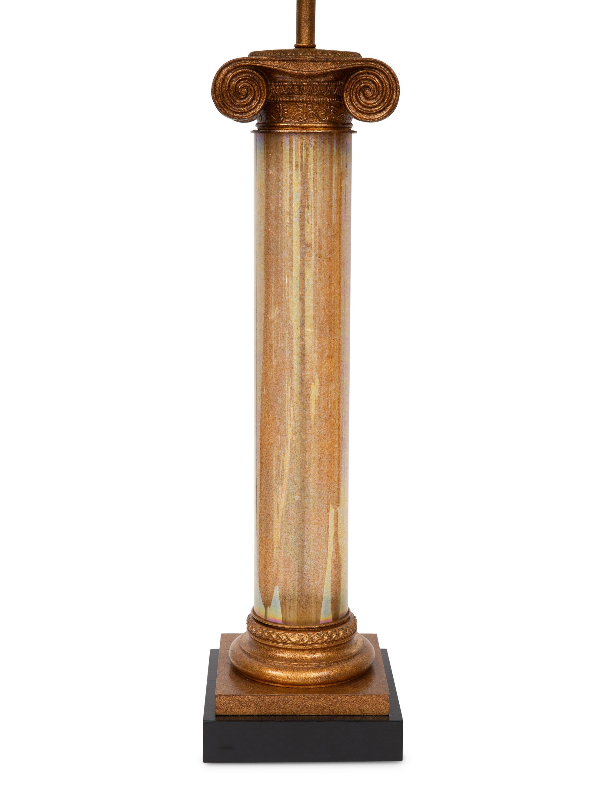 A Pair of Murano Glass and Giltwood Column-Form Table Lamps