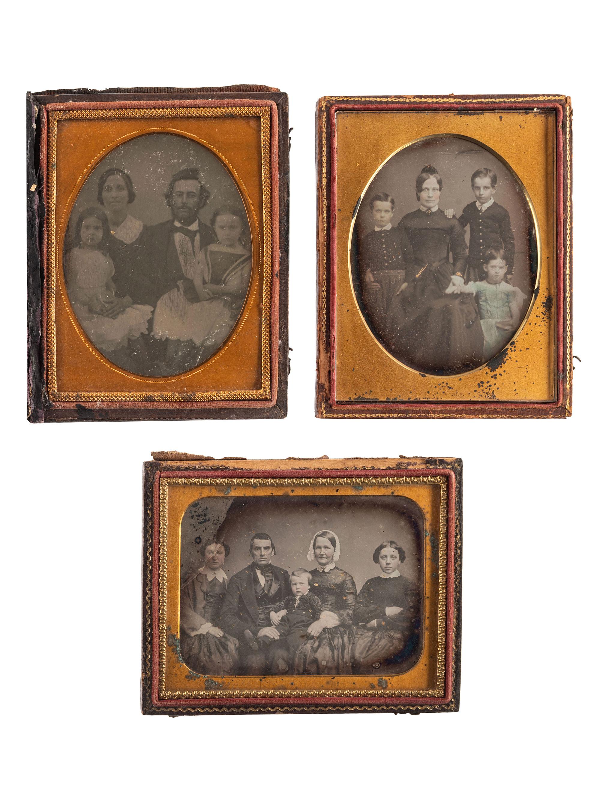 [EARLY PHOTOGRAPHY]. A charming collection of 6 family portrait daguerreotypes and one ambrotype, including:
