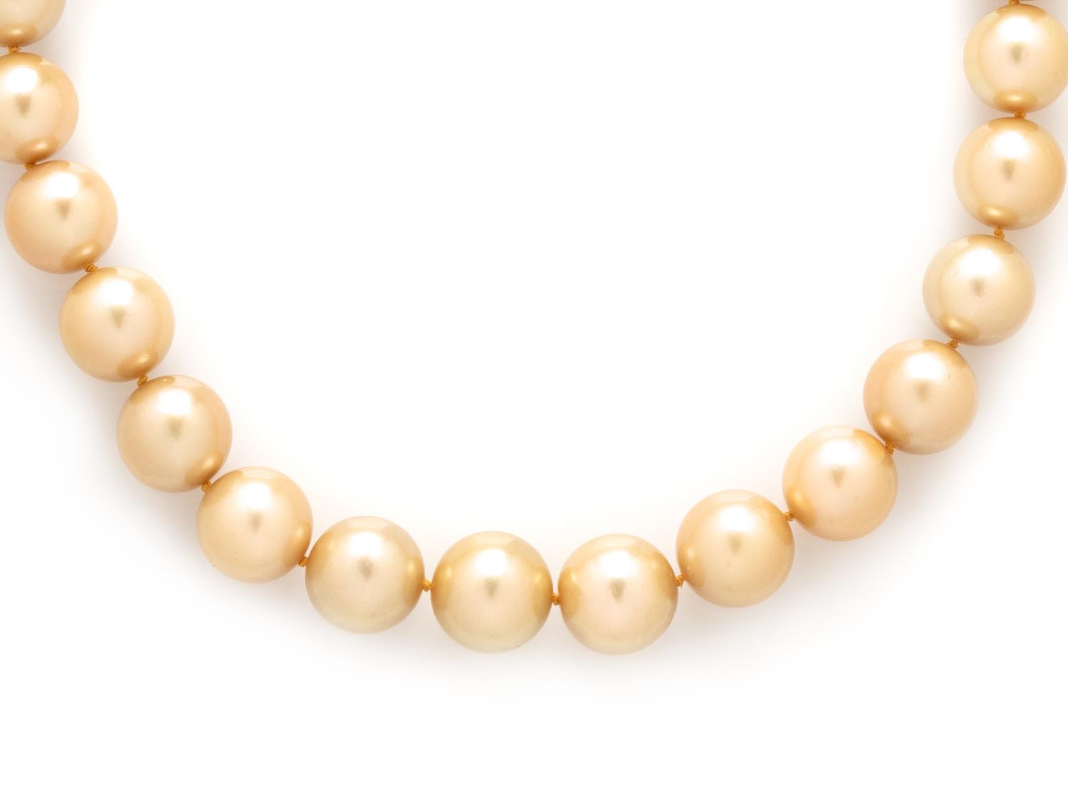 GOLDEN CULTURED PEARL AND DIAMOND NECKLACE