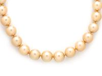 GOLDEN CULTURED PEARL AND DIAMOND NECKLACE