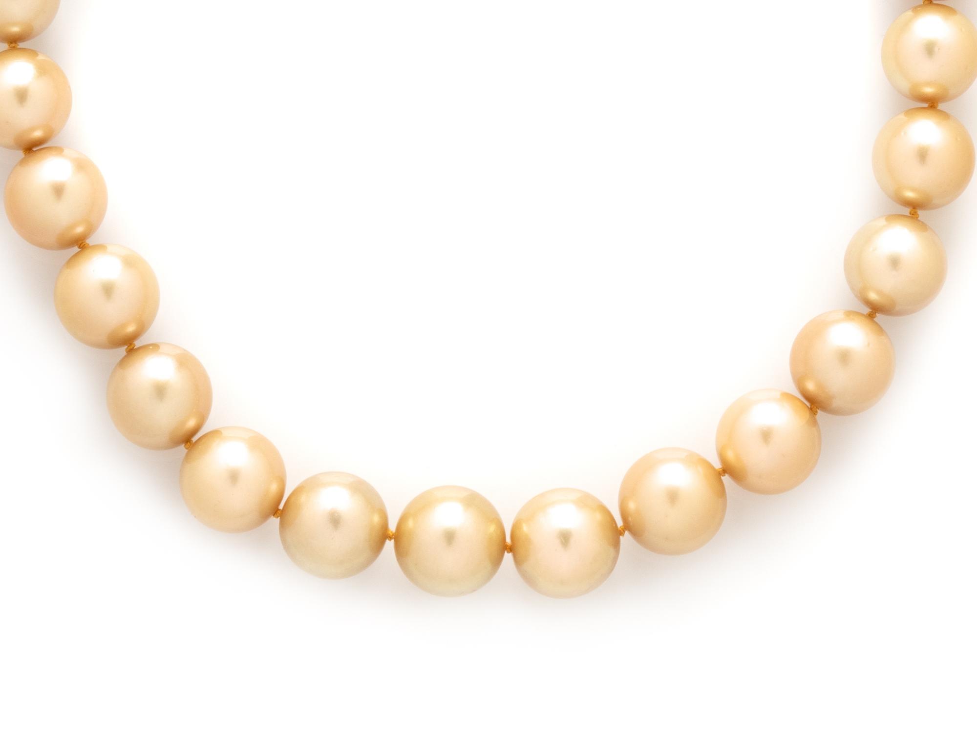 GOLDEN CULTURED PEARL AND DIAMOND NECKLACE