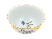 A Meissen Painted and Parcel Gilt Yellow Ground Porcelain Bowl
