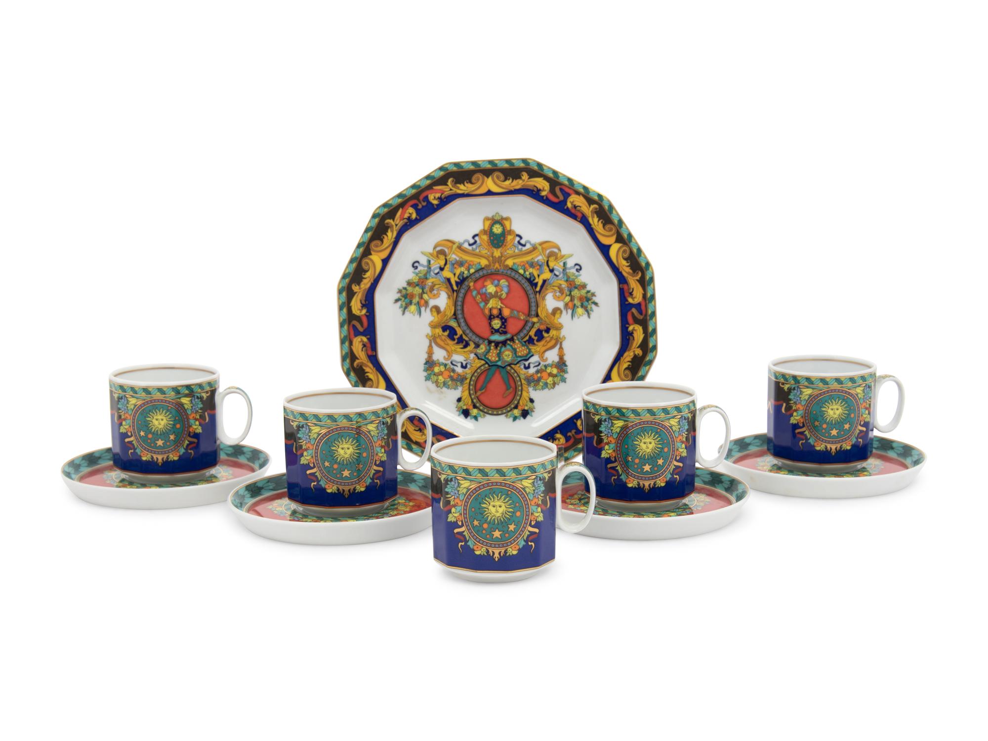 A Group of Versace Le Roi Soleil Porcelain Articles
