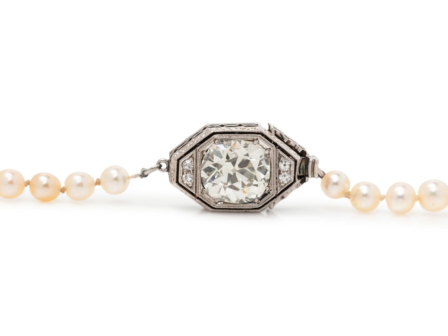 NATURAL PEARL AND DIAMOND NECKLACE