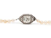 NATURAL PEARL AND DIAMOND NECKLACE