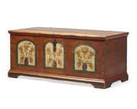 A Painted And Decorated Yellow Pine Blanket Chest