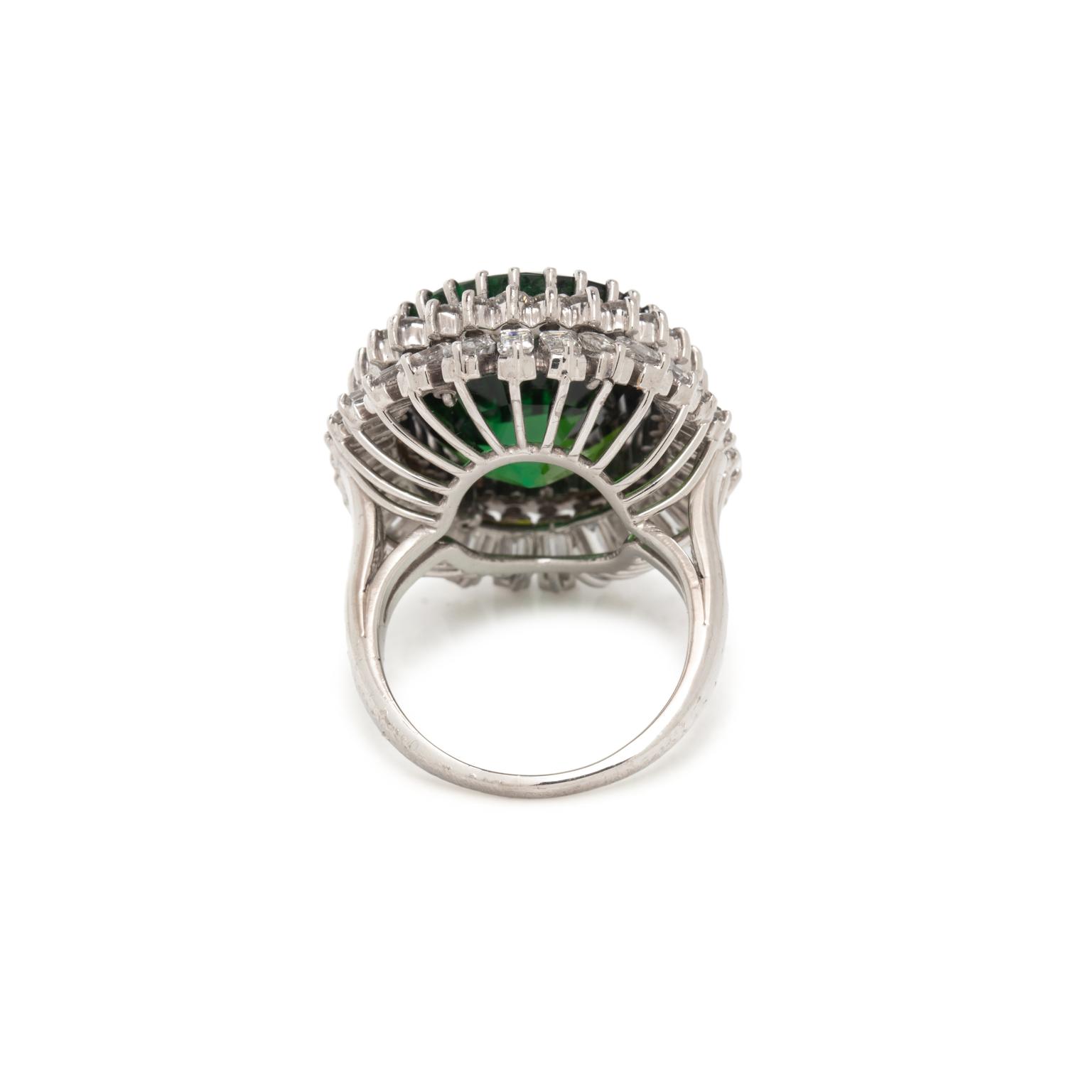 GREEN TOURMALINE AND DIAMOND RING