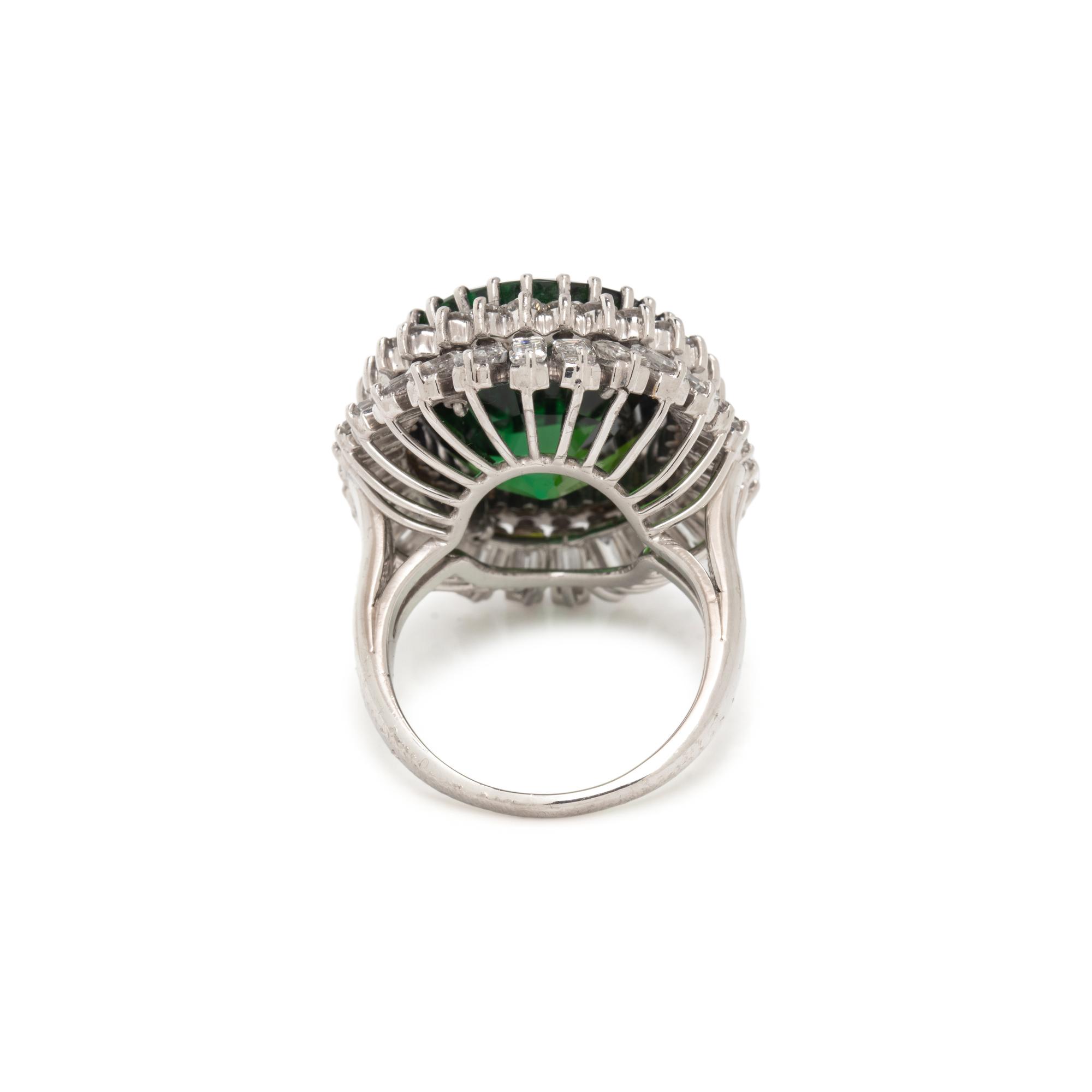 GREEN TOURMALINE AND DIAMOND RING