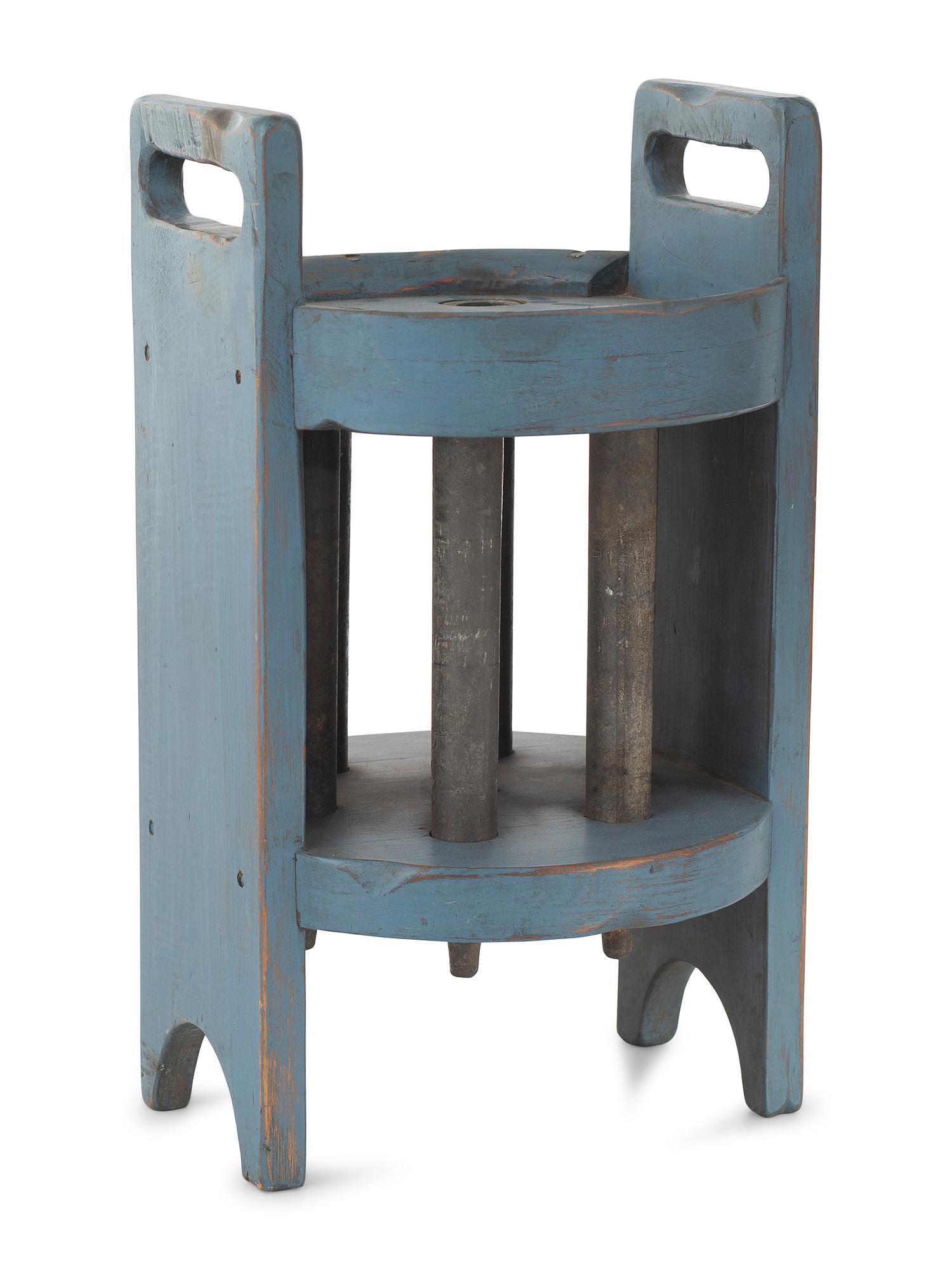 Two Painted Wood and Metal Candle Molds and Two Wood Candle Drying Racks