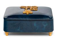 A Russian Gilt Metal Mounted Blue Variegated Hardstone Box and Cover
