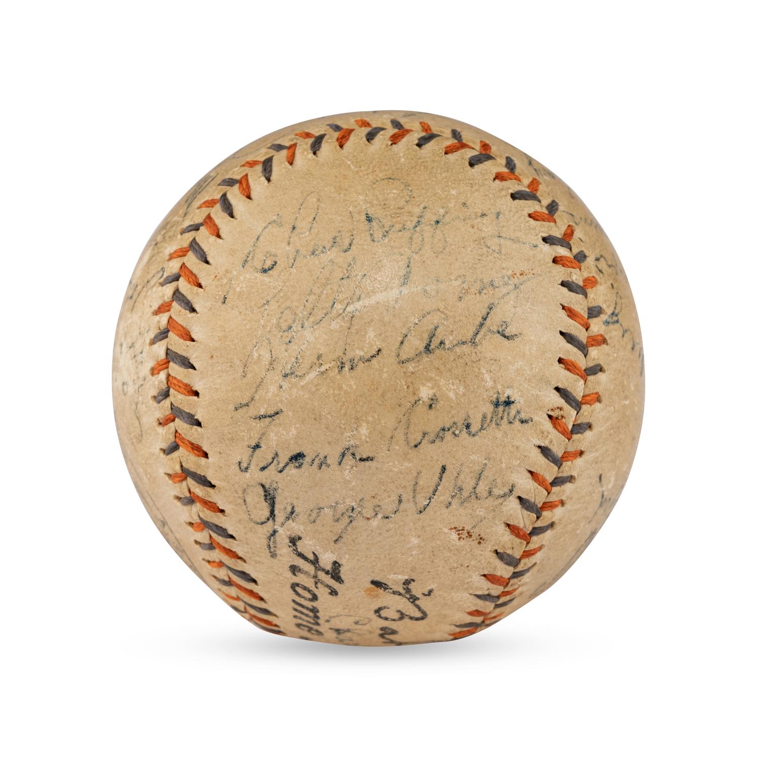 A 1934 New York Yankees Team Signed Autograph Baseball Featuring Babe Ruth and Lou Gehrig (PSA and Beckett Authentication Services Letters of Authenticity)