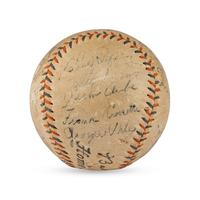 A 1934 New York Yankees Team Signed Autograph Baseball Featuring Babe Ruth and Lou Gehrig (PSA and Beckett Authentication Services Letters of Authenticity)