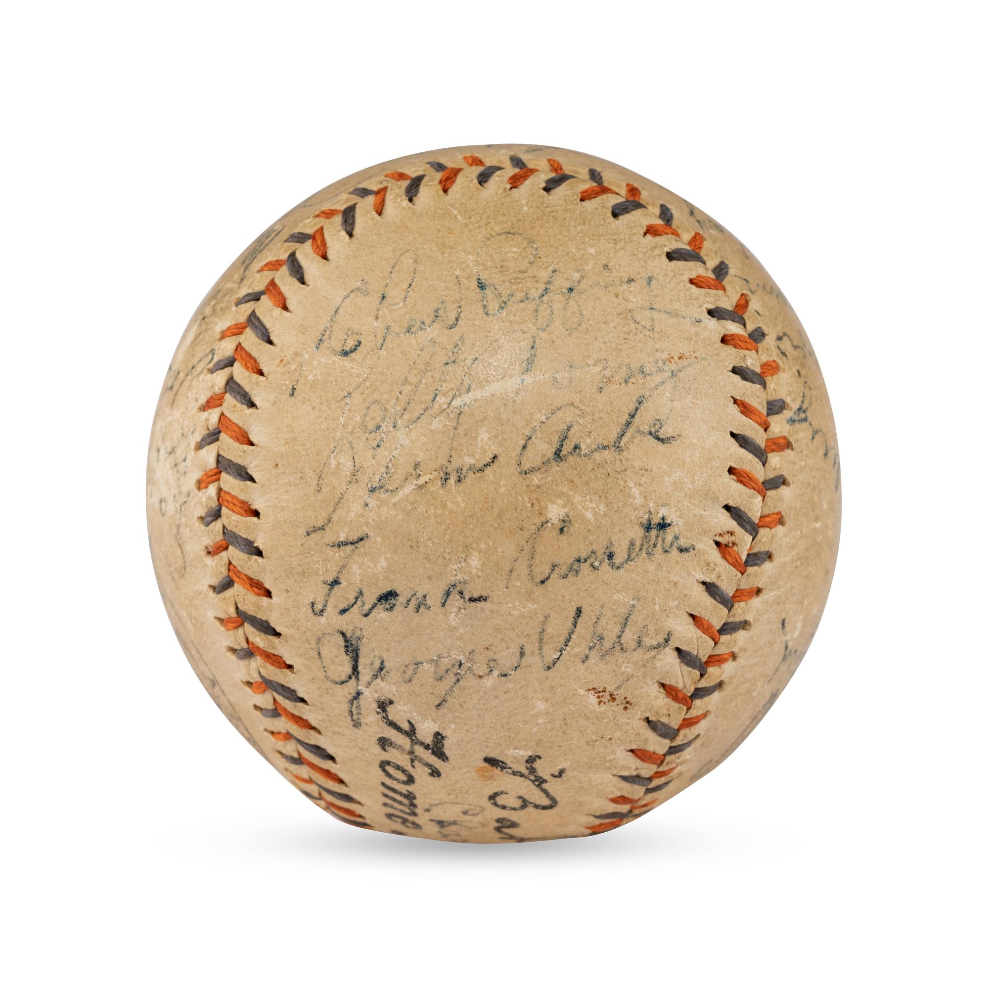 A 1934 New York Yankees Team Signed Autograph Baseball Featuring Babe Ruth and Lou Gehrig (PSA and Beckett Authentication Services Letters of Authenticity)