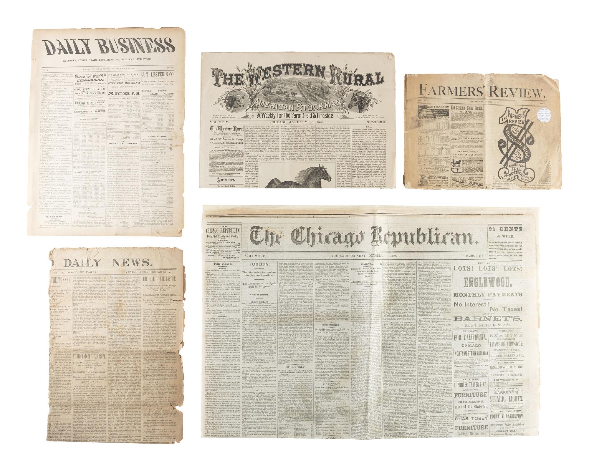 [ADVERTISING]. A group of 19th-century advertisements, stock certificates, and miscellaneous ephemera.