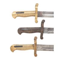 Three US Model 1855 Type Saber Bayonets with Scabbards
