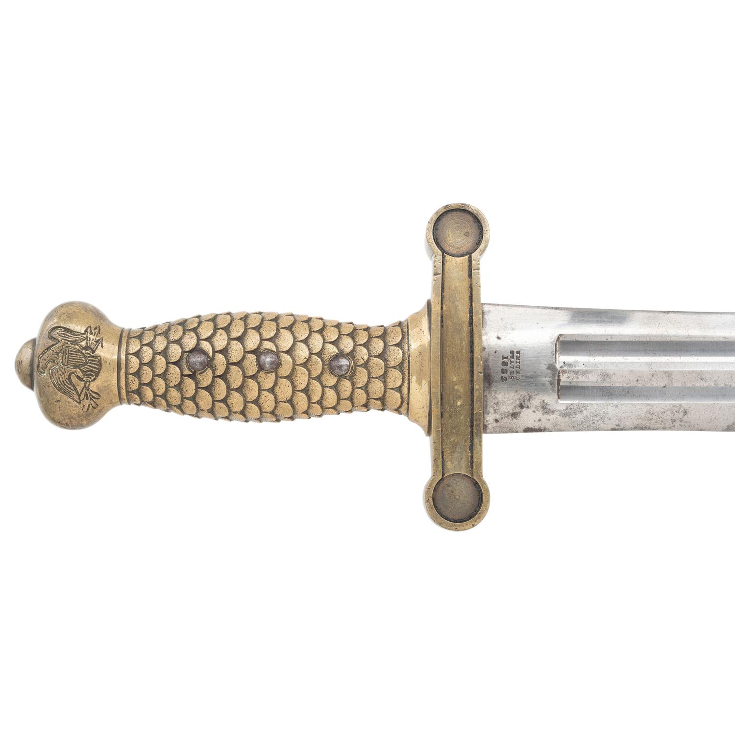 Rare Early Production Ames Model 1832 Heavy Artillery Saber & Scabbard Dated 1833 with an S HUSE Marked Hilt