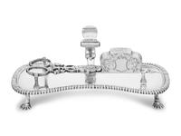 A George III Silver Wick Shears and Associated Tray
