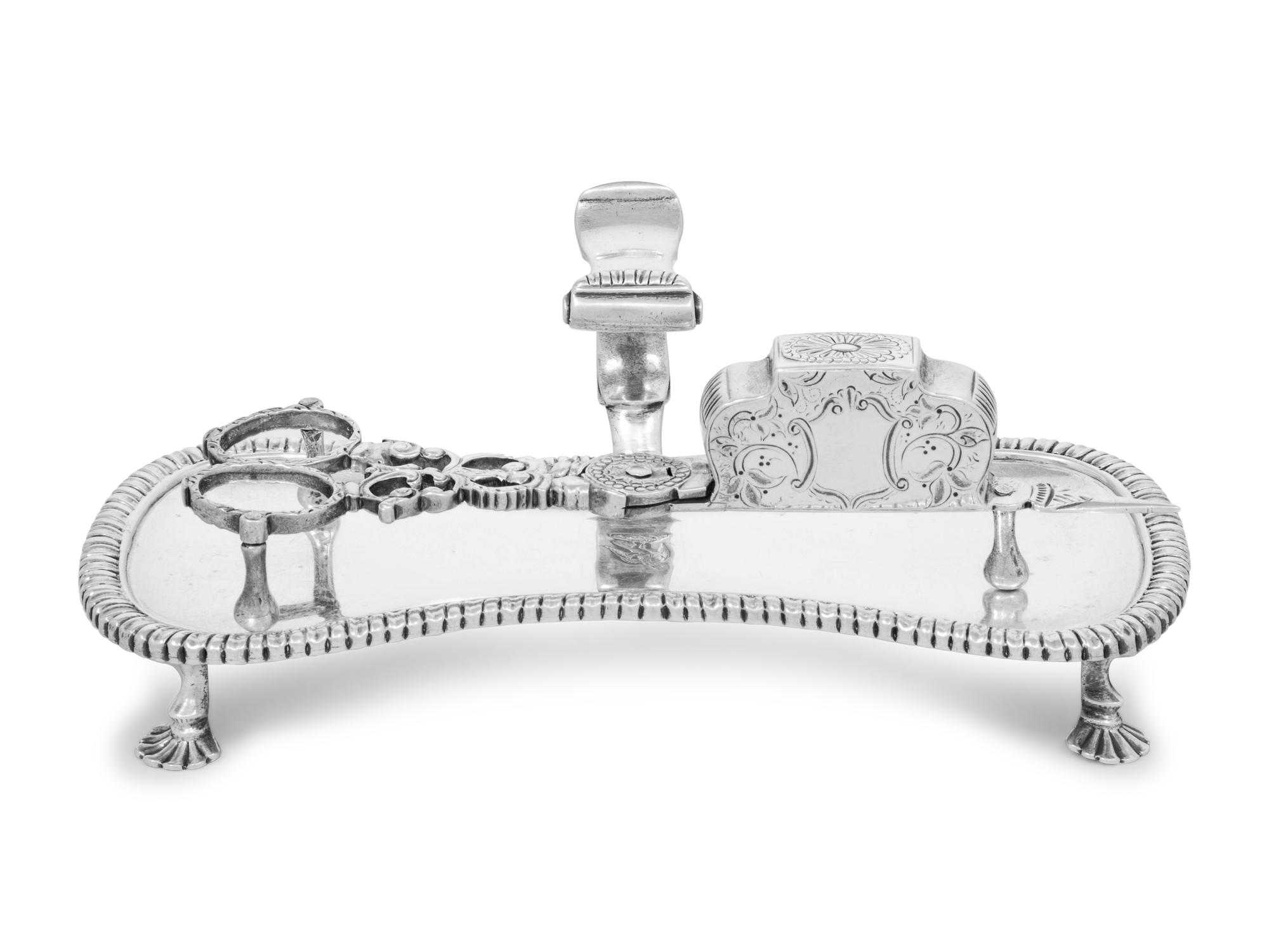 A George III Silver Wick Shears and Associated Tray