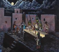 Lot is located and will ship from Cincinnati, Ohio. untitled , katsinas emerging from the kiva, 1983
