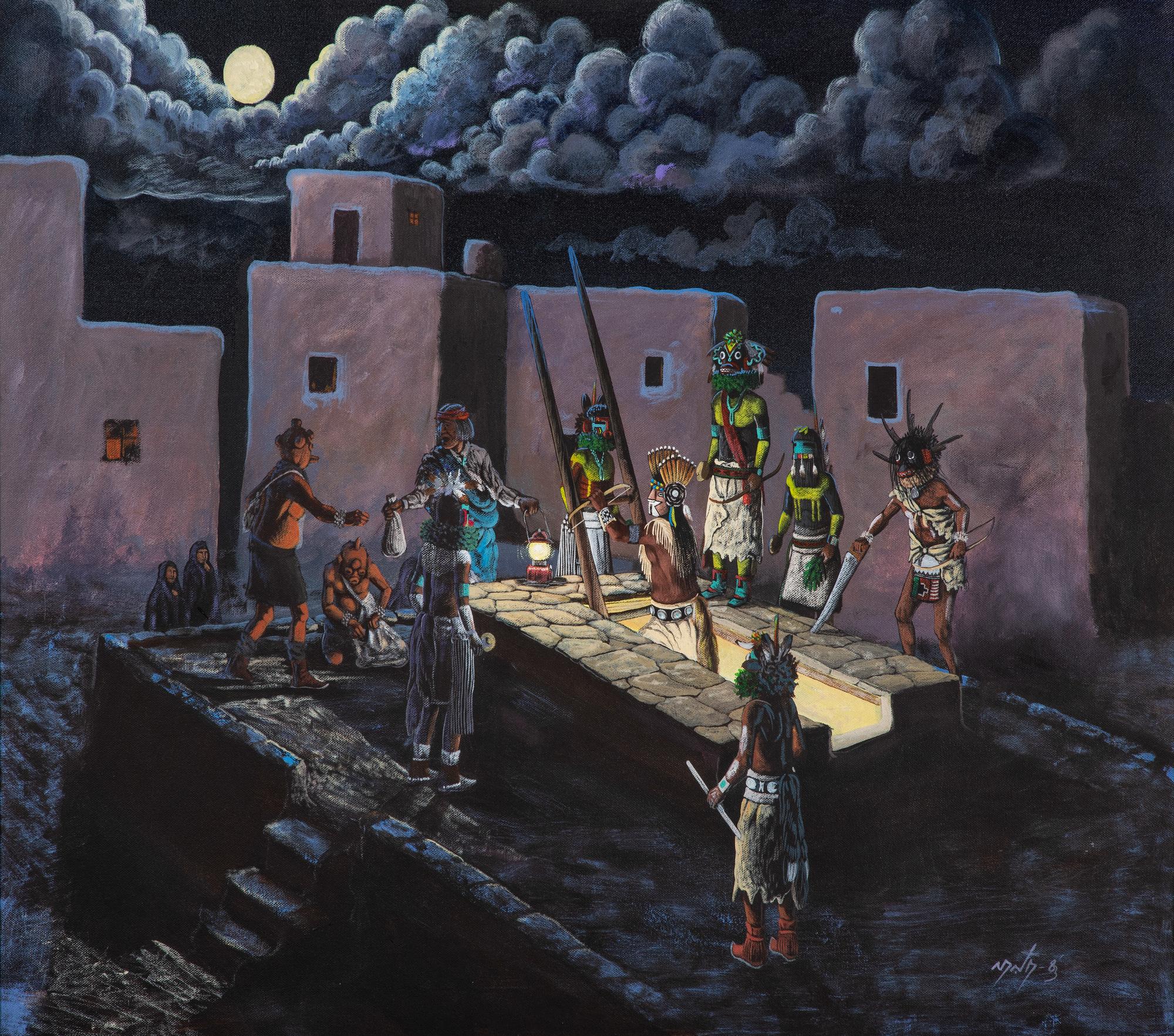 Lot is located and will ship from Cincinnati, Ohio. untitled , katsinas emerging from the kiva, 1983