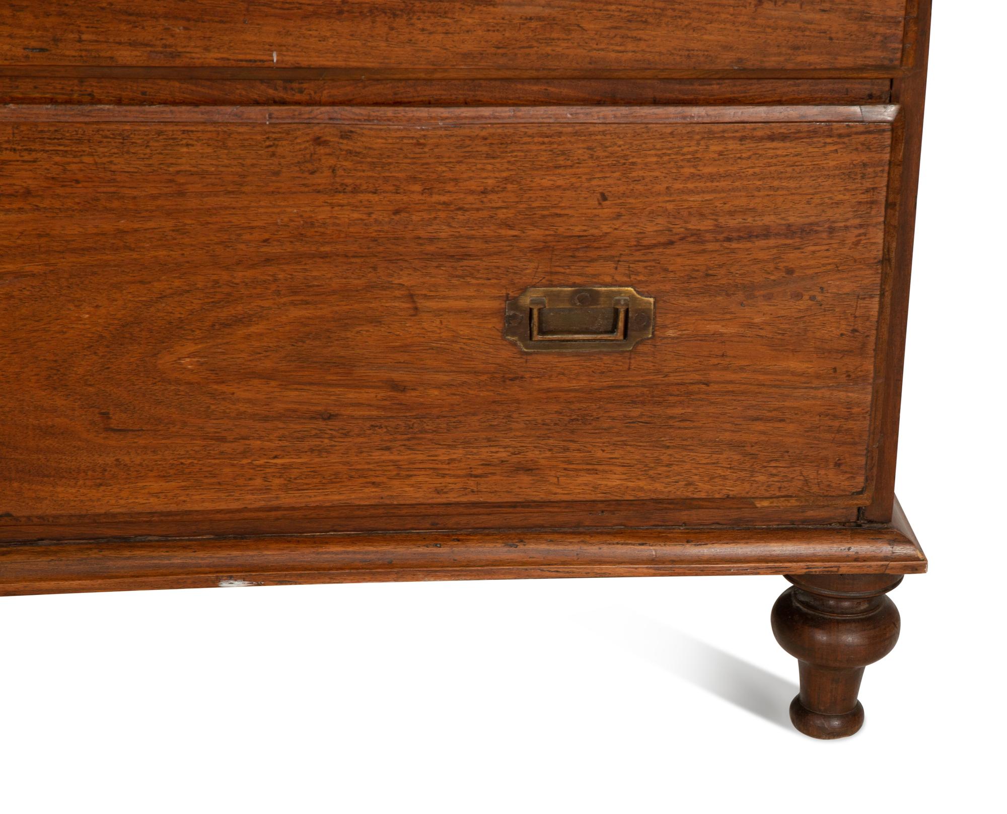 An Anglo-Indian Brass Mounted Mahogany Campaign Chest