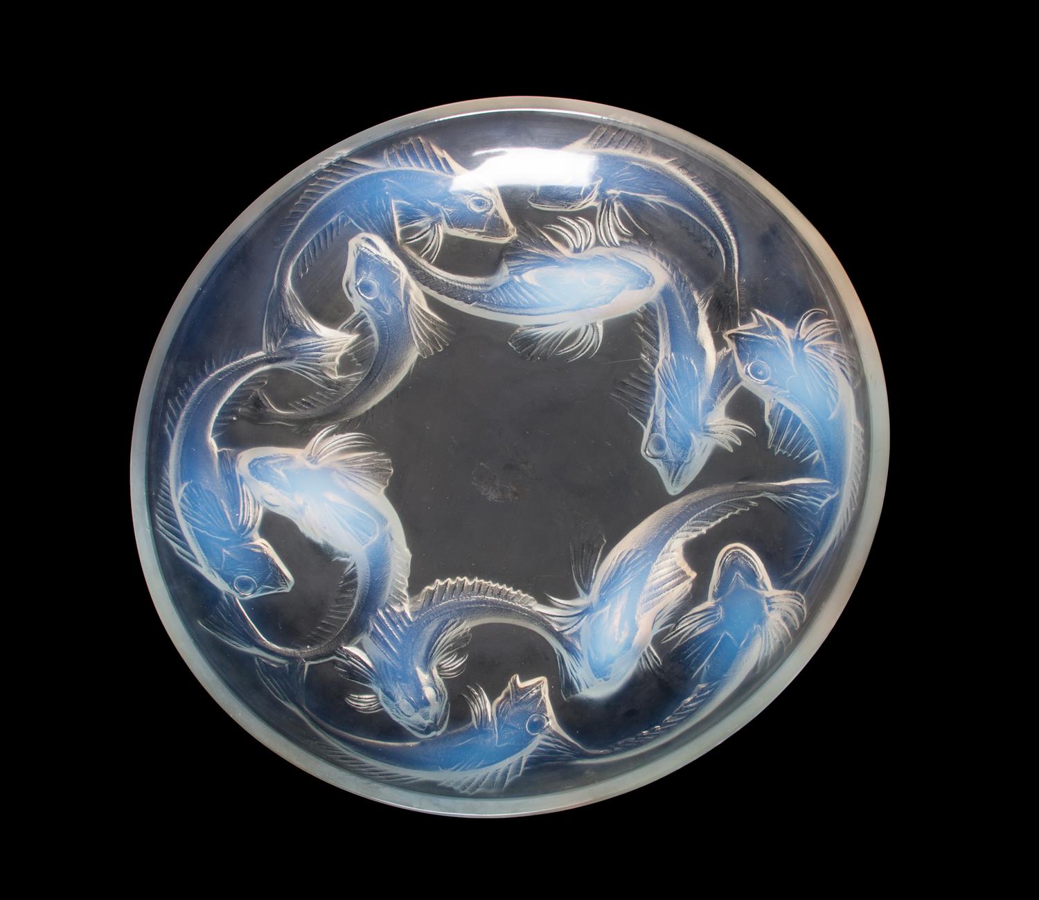A Lalique Molded and Frosted Glass Serving Plate Diameter 14 1/2 inches.