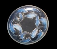 A Lalique Molded and Frosted Glass Serving Plate Diameter 14 1/2 inches.