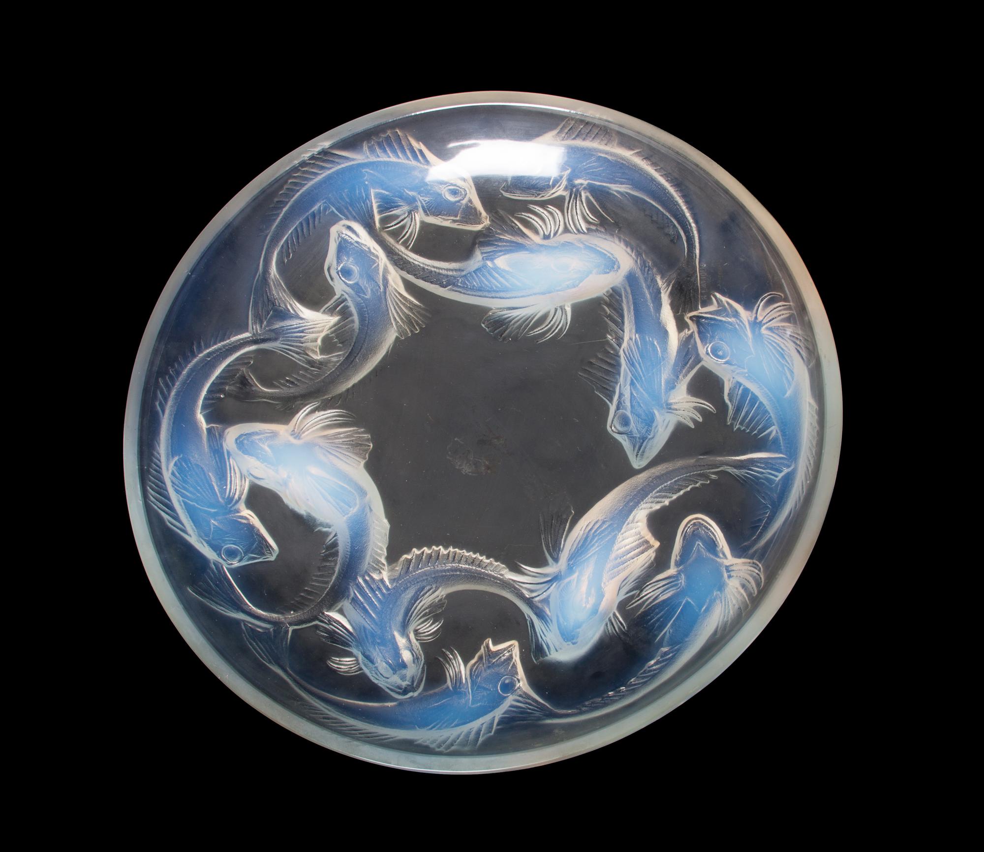 A Lalique Molded and Frosted Glass Serving Plate Diameter 14 1/2 inches.