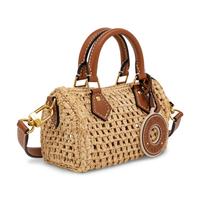 Louis Vuitton, Nano Speedy in Crocheted Raffia & Printed Silk Bandeau Scarf