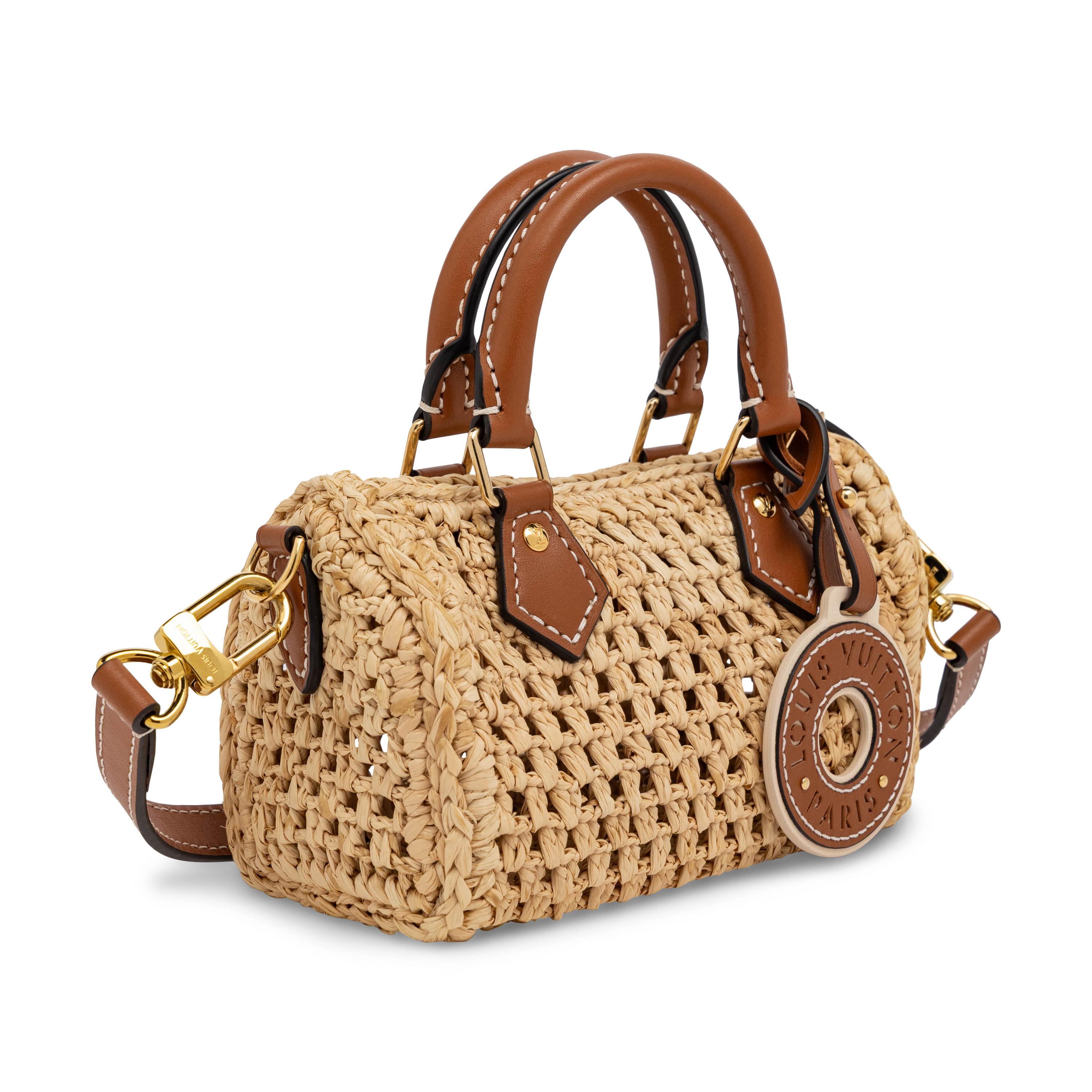 Louis Vuitton, Nano Speedy in Crocheted Raffia & Printed Silk Bandeau Scarf