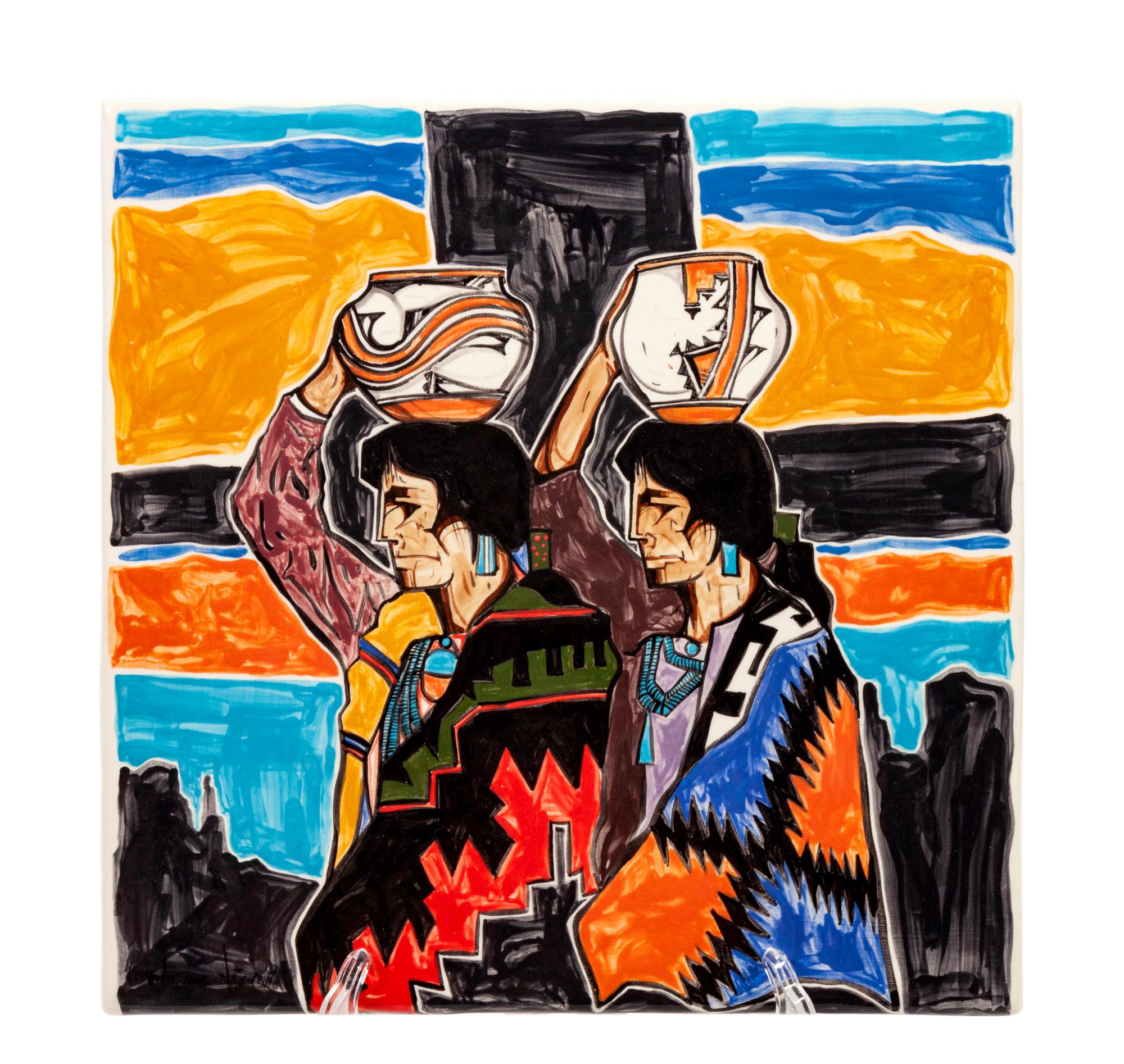 Two Painted Tiles