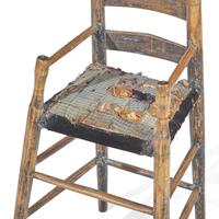 A Turned Hickory and Maple High Chair
