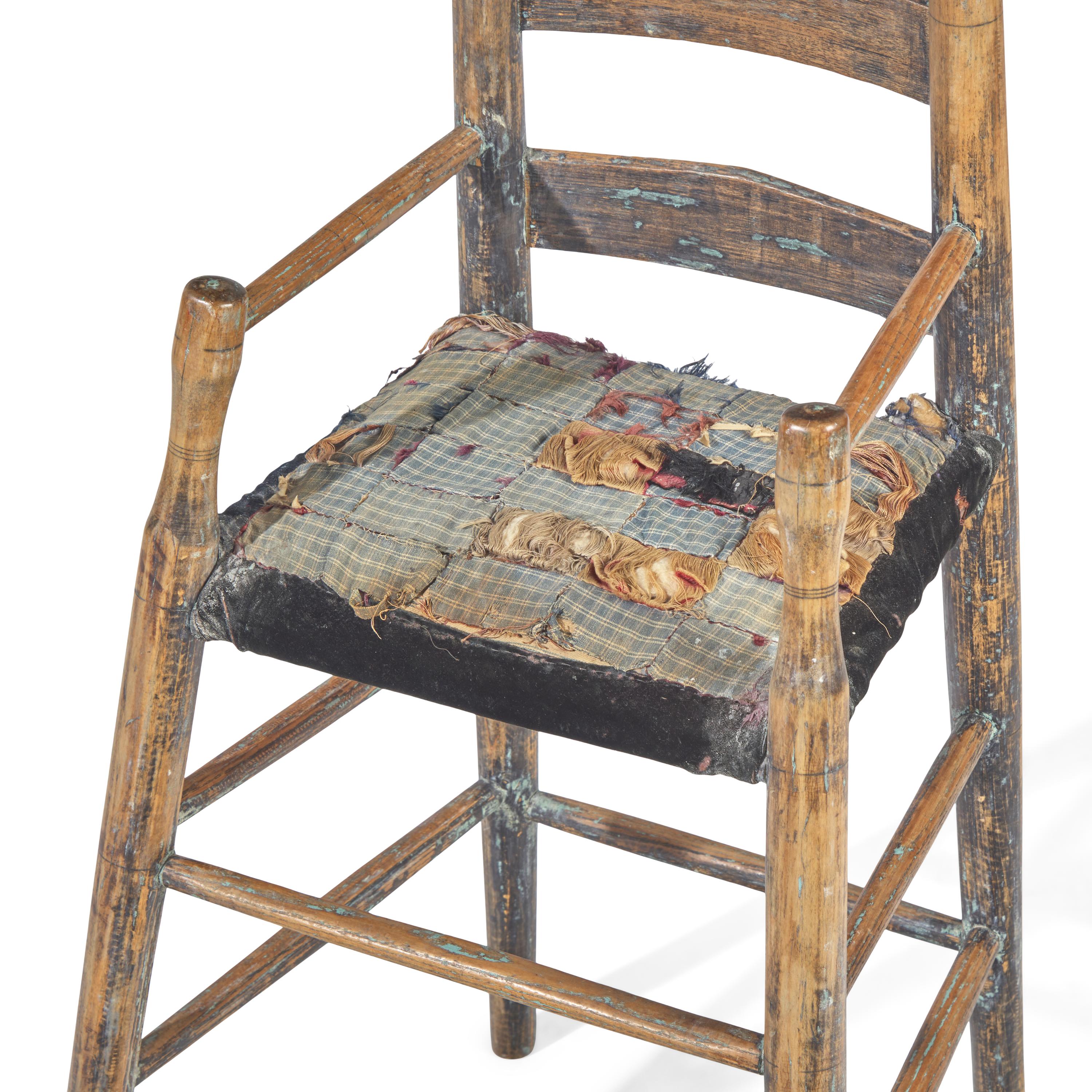 A Turned Hickory and Maple High Chair