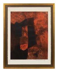 Composition brune et rouge
