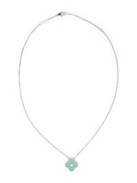 VAN CLEEF & ARPELS, WHITE GOLD, GREEN CELADON SEVRES PORCELAIN AND DIAMOND 'VINTAGE ALHAMBRA' NECKLACE