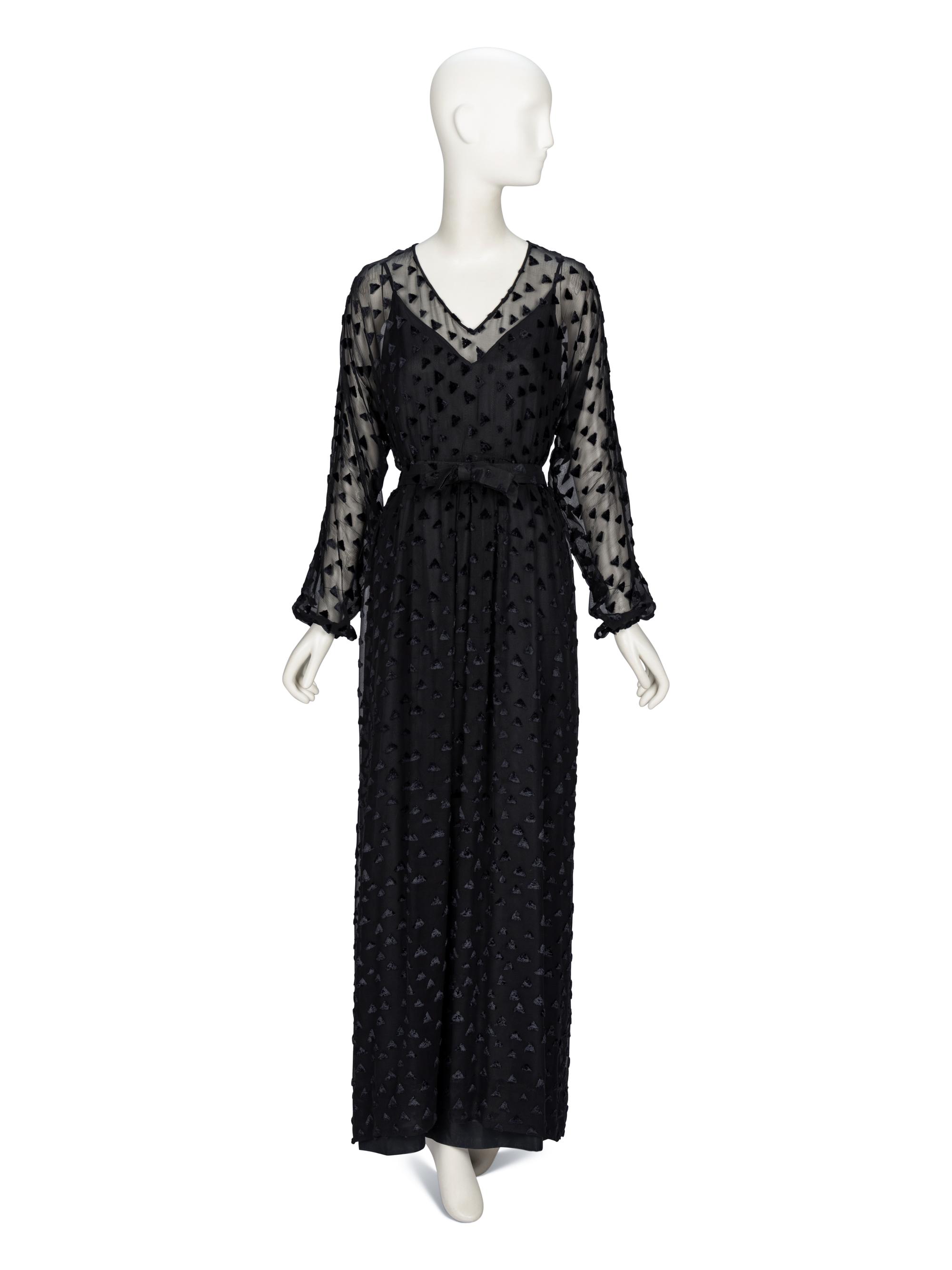 La Mendola, Black Cut Velvet Dress