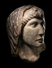 A Roman Marble Portrait Head of a Veiled Woman