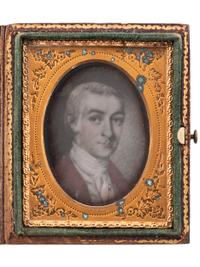 [ABOLITION] -- [EARLY PHOTOGRAPHY]. Ninth plate daguerreotype of painting of John Jay (1745-1829) and sixth plate daguerreotype of his grandson, John Jay II (1817-1894).