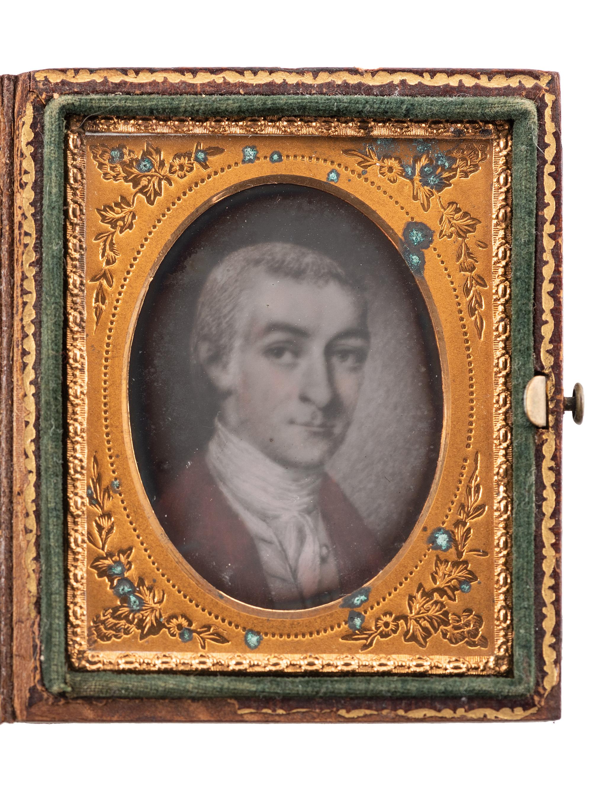 [ABOLITION] -- [EARLY PHOTOGRAPHY]. Ninth plate daguerreotype of painting of John Jay (1745-1829) and sixth plate daguerreotype of his grandson, John Jay II (1817-1894).