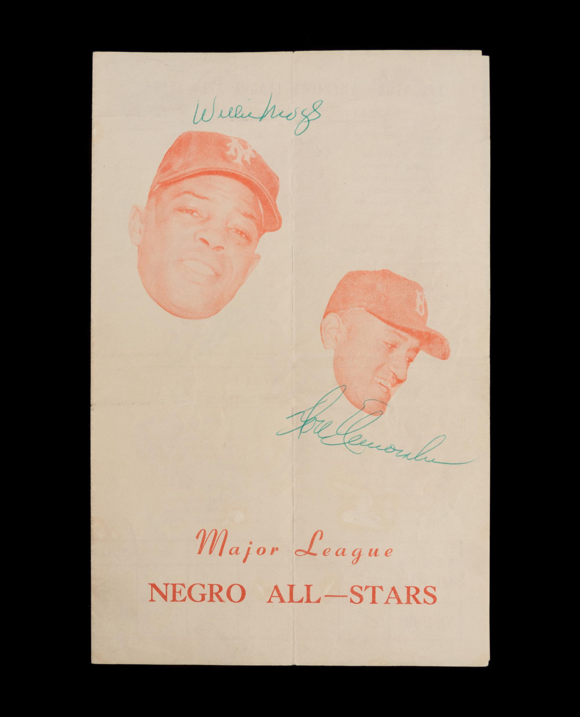 An Important 1955 Negro Baseball All Stars Barnstorming Tour Signed Program (Including Mays, Aaron, Banks and Doby)