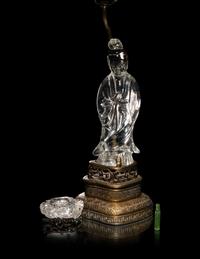 Two Chinese Rock Crystal Carvings and a Spinach Jade Seal