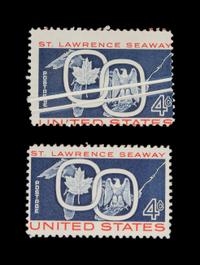 A United States 1954 4-Cent St. Lawrence Seaway 4-Cent Pre-Print Paper Fold Error Stamp