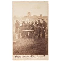 Civil War CDV of a military court with prisoner.