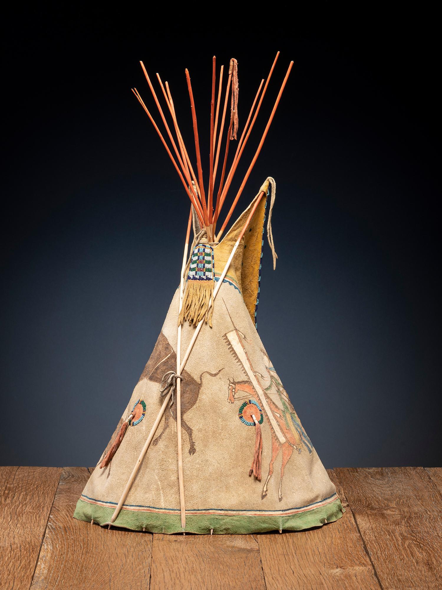 Sioux Painted Model Tipi, with Ledger Art