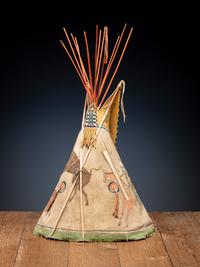 Sioux Painted Model Tipi, with Ledger Art