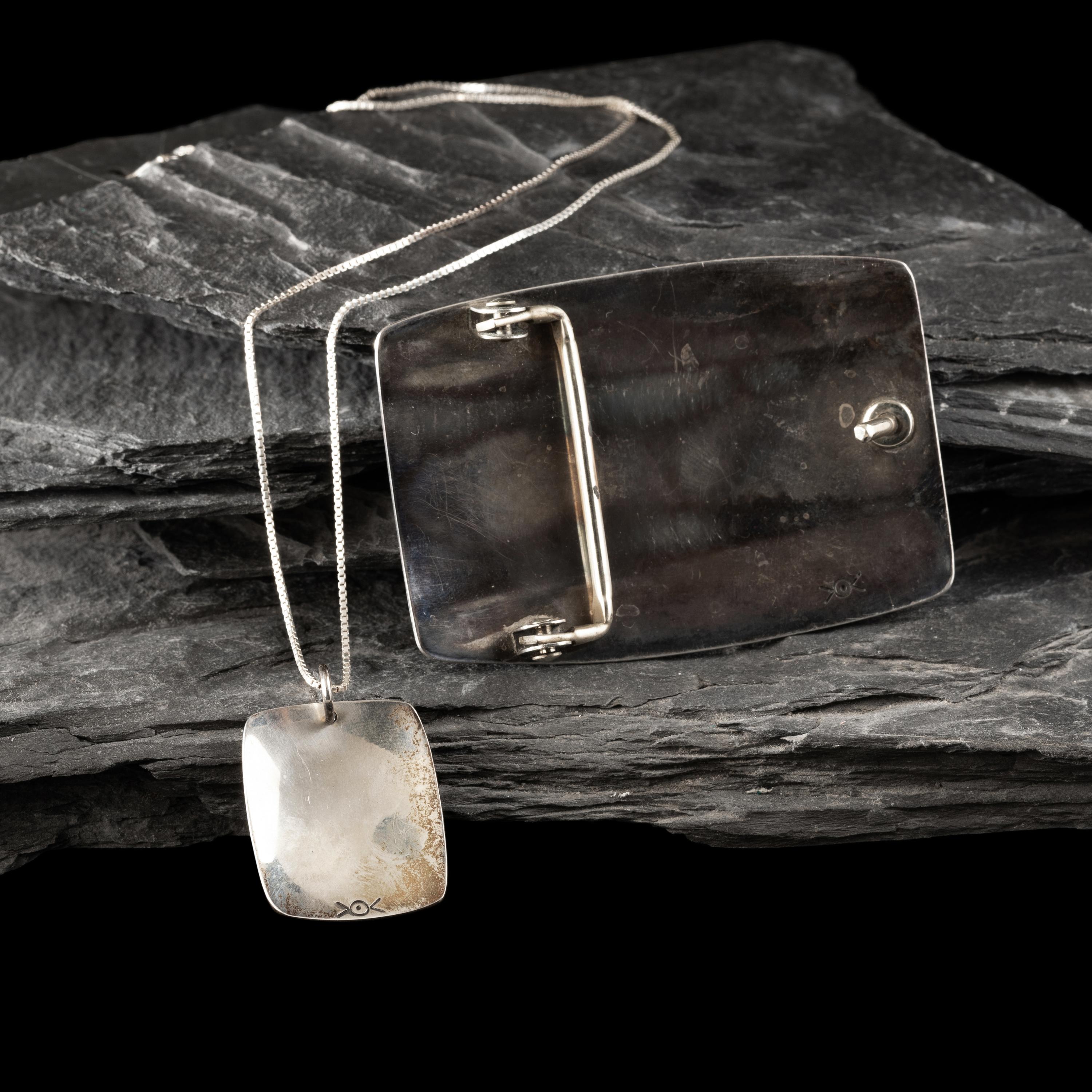 Norbert Peshlakai (Diné, b. 1953) — Silver Belt Buckle and Pendant