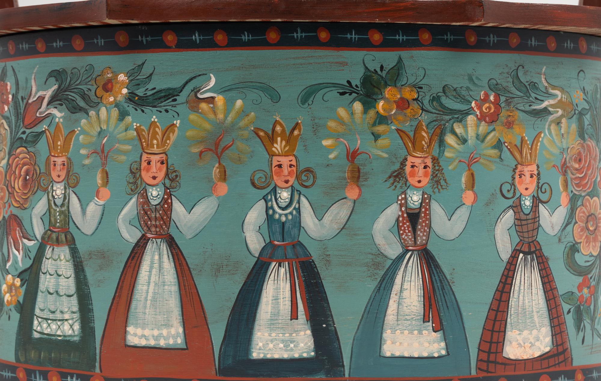 A Northern European Style Painted Box and Stand