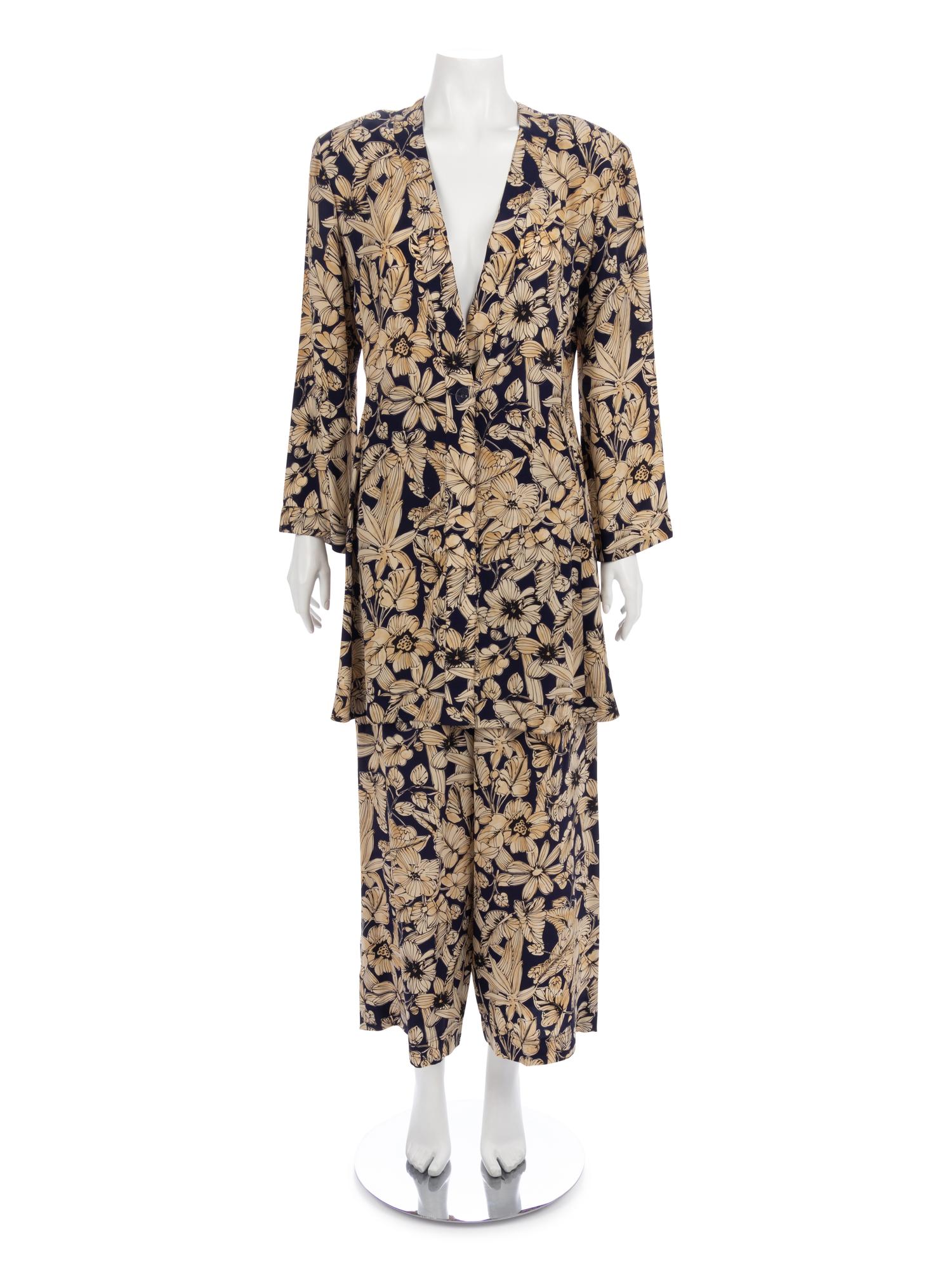 Four Jean Muir Floral Pant Ensembles, 1980-90s